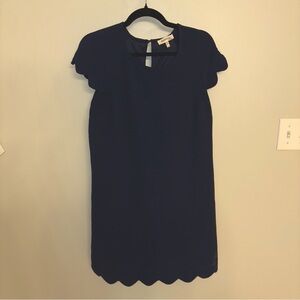 Monteau Navy Blue Scalloped Mini Dress